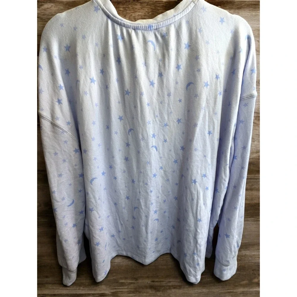 OMG SO SOFT WARM Ann Taylor LOFT Henley Shirt PLus Size 2X Sleep Blue Moon Stars